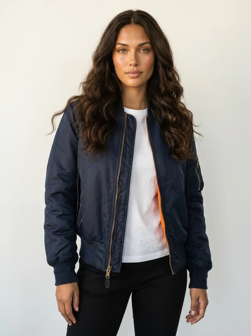 Albane | Women’s Zip Front Utility Pocket Bomber Jacket
