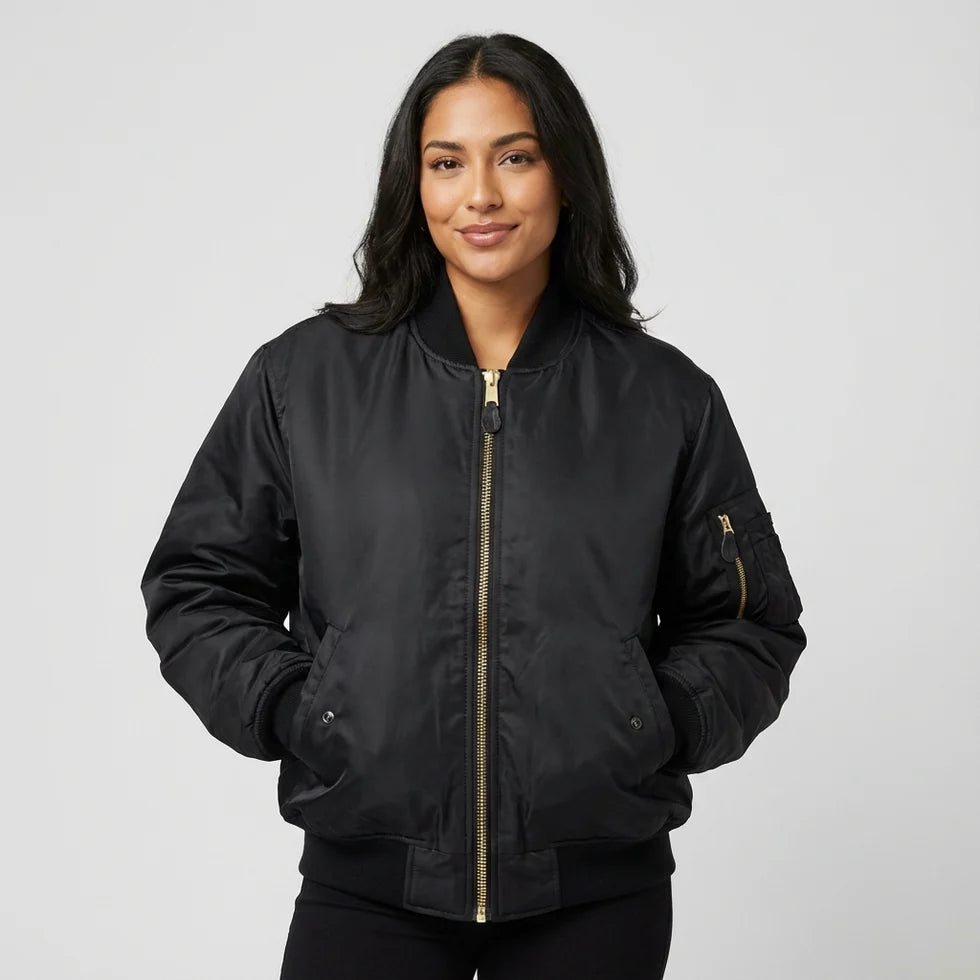 Albane | Women’s Zip Front Utility Pocket Bomber Jacket