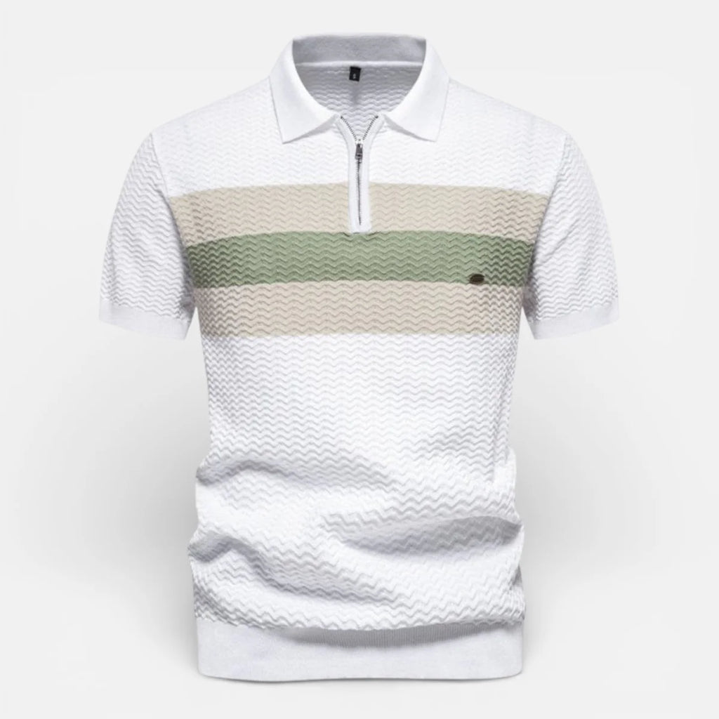 Albert | Men’s Collared Zip Textured Polo Shirt