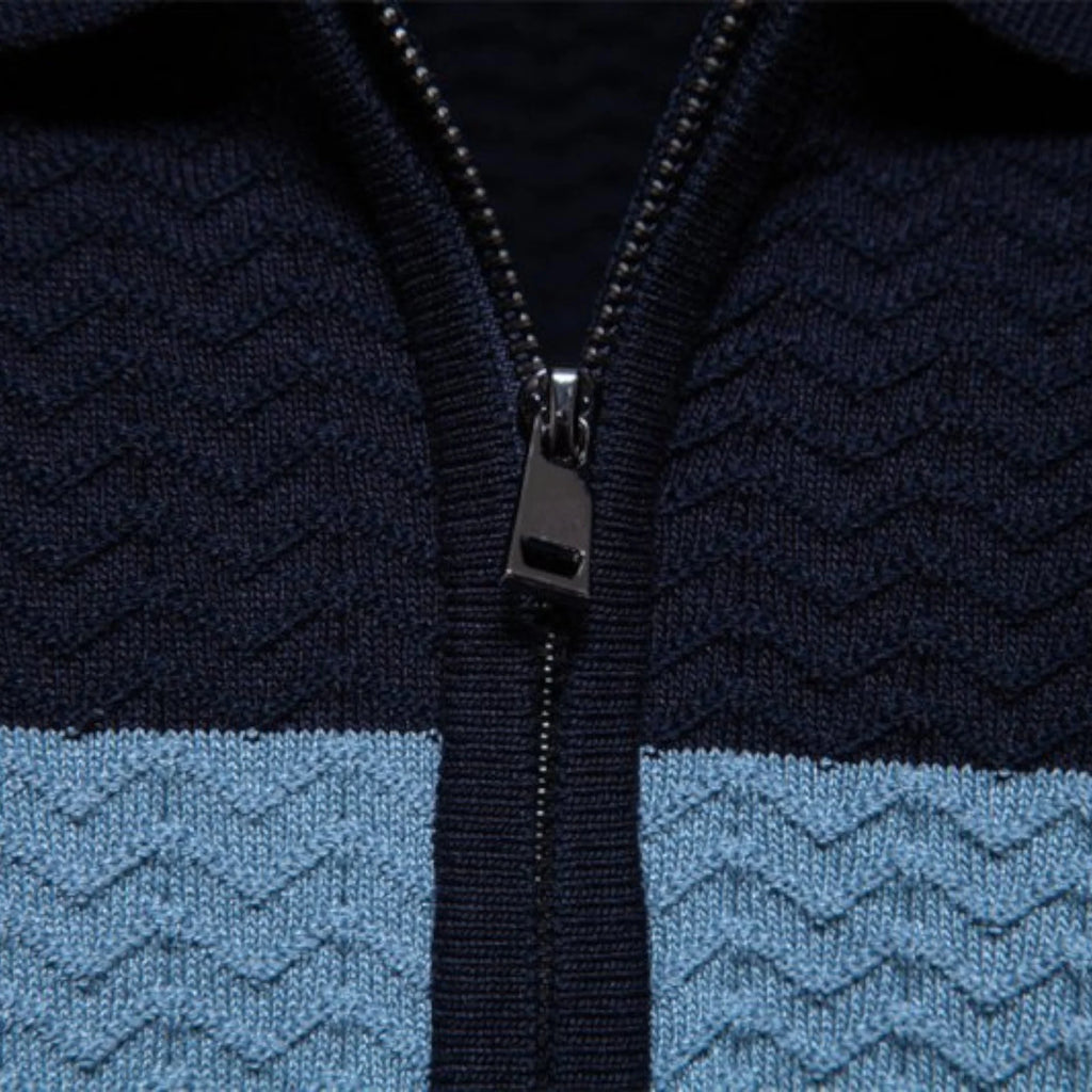 Albert | Men’s Collared Zip Textured Polo Shirt