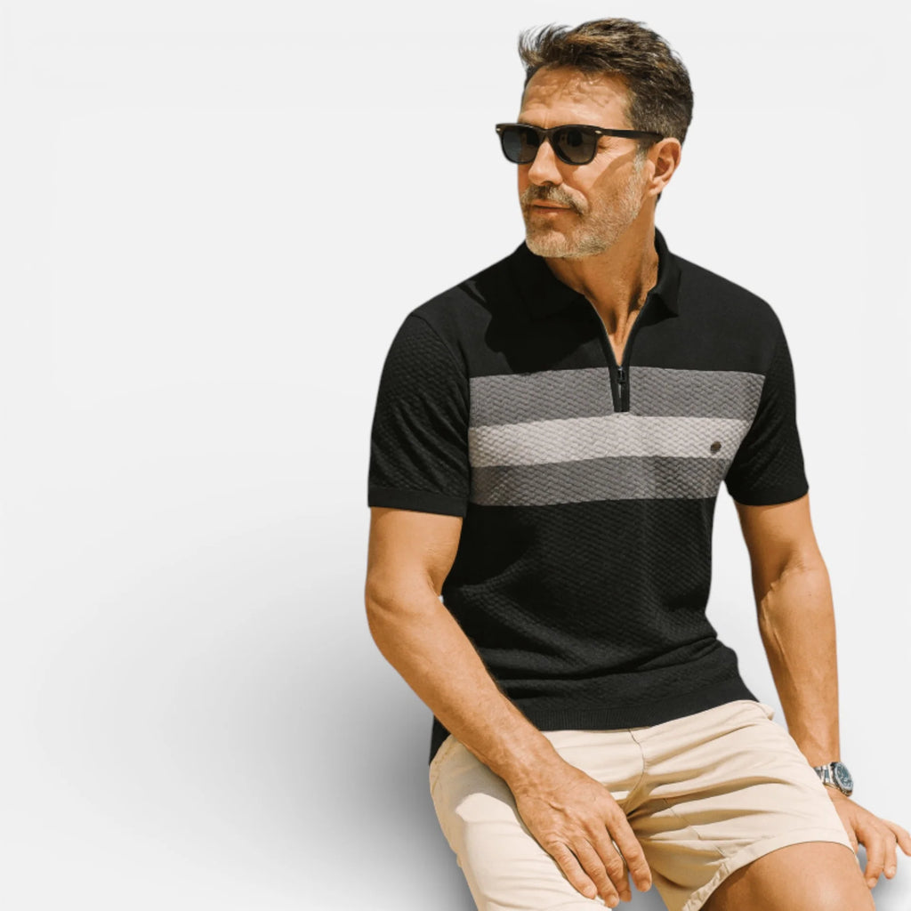 Albert | Men’s Collared Zip Textured Polo Shirt