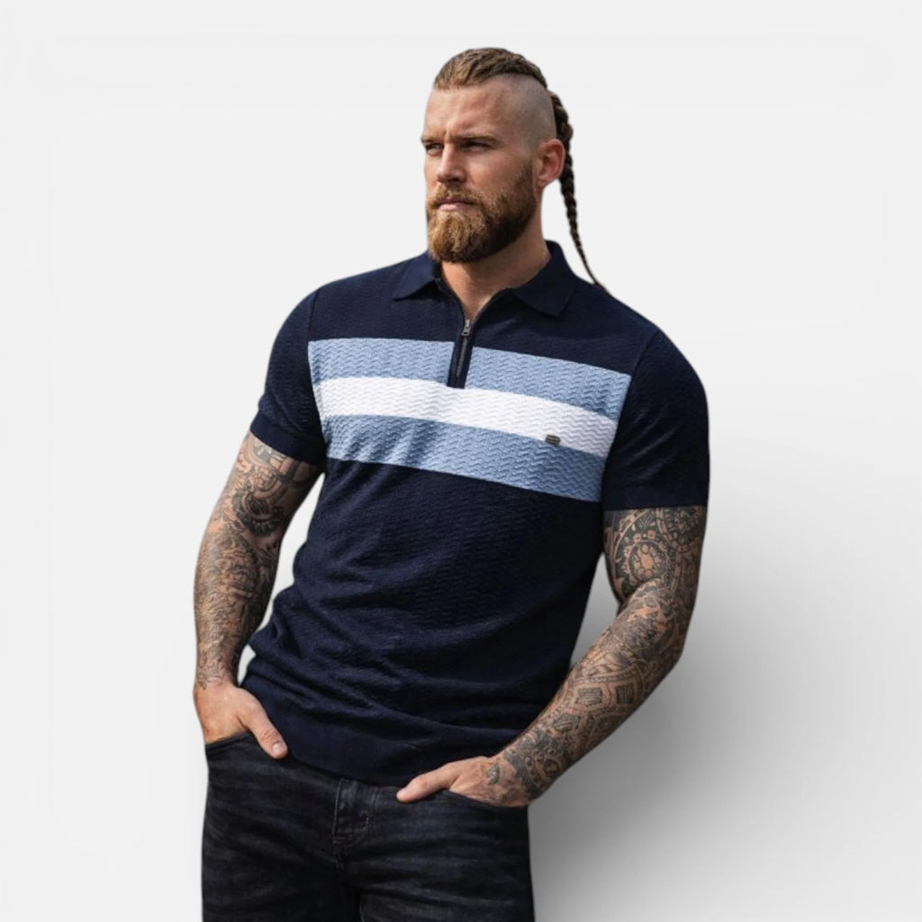 Albert | Men’s Collared Zip Textured Polo Shirt