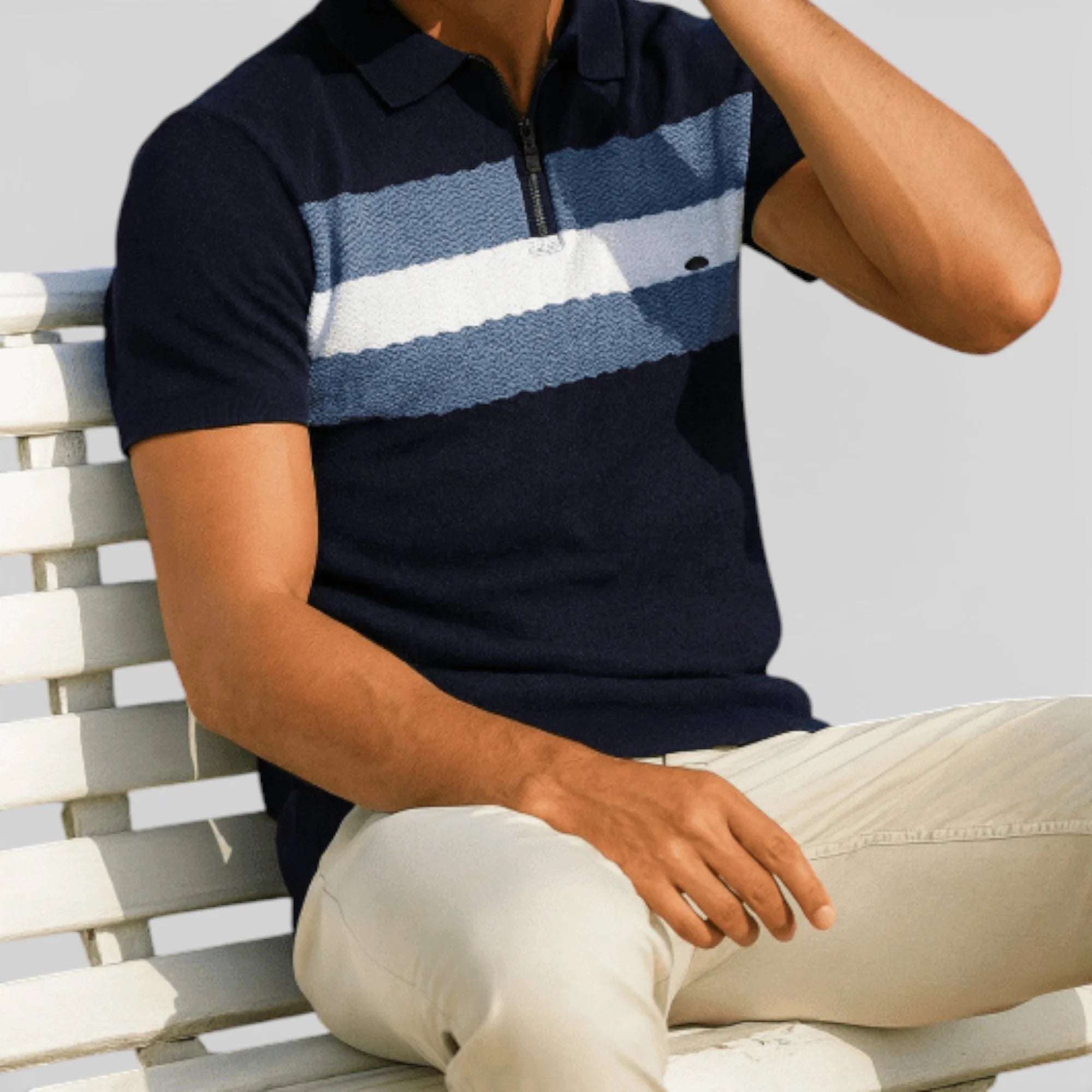 Albert | Men’s Collared Zip Textured Polo Shirt