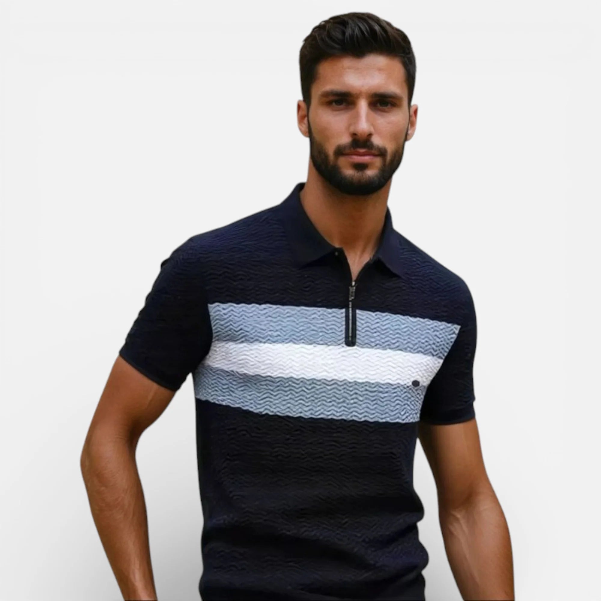 Albert | Men’s Collared Zip Textured Polo Shirt