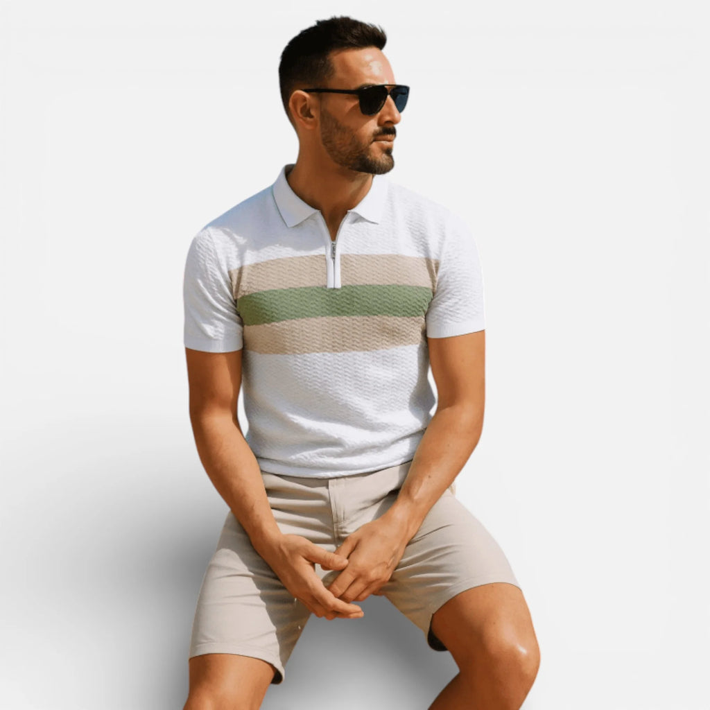 Albert | Men’s Collared Zip Textured Polo Shirt