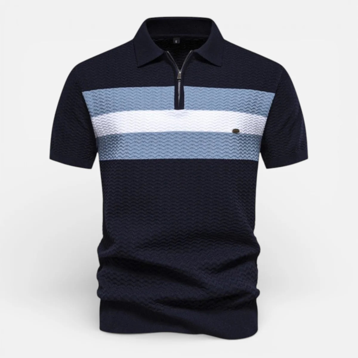 Albert | Men’s Collared Zip Textured Polo Shirt