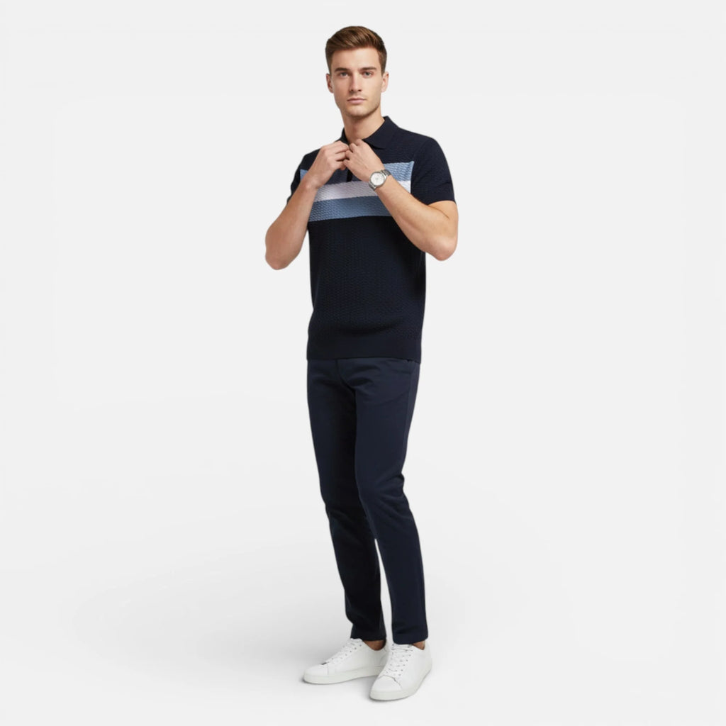 Albert | Men’s Collared Zip Textured Polo Shirt