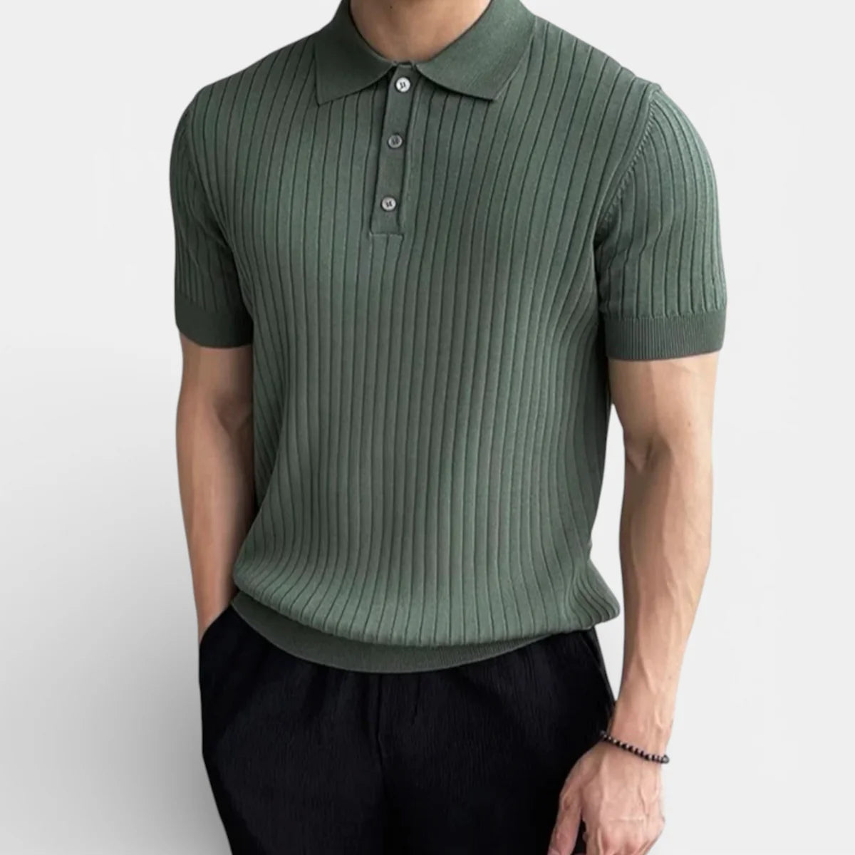 Alberto | Men’s Vertical Stripe Short Sleeve Polo Shirt