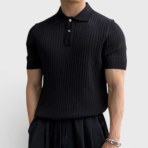 Alberto | Men’s Vertical Stripe Short Sleeve Polo Shirt