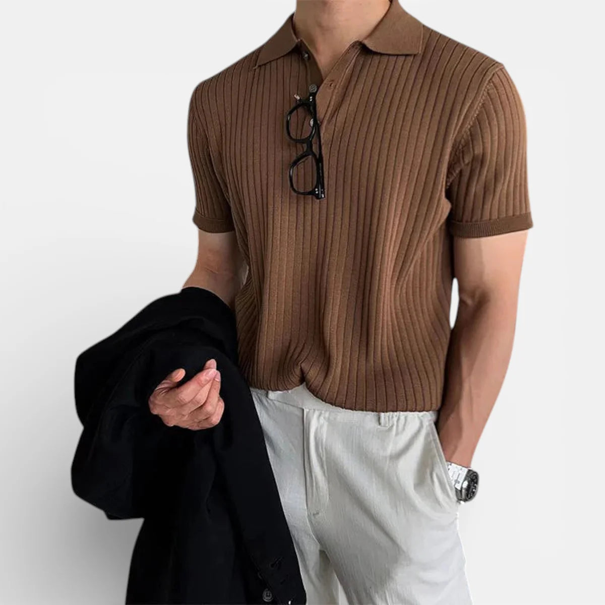 Alberto | Men’s Vertical Stripe Short Sleeve Polo Shirt