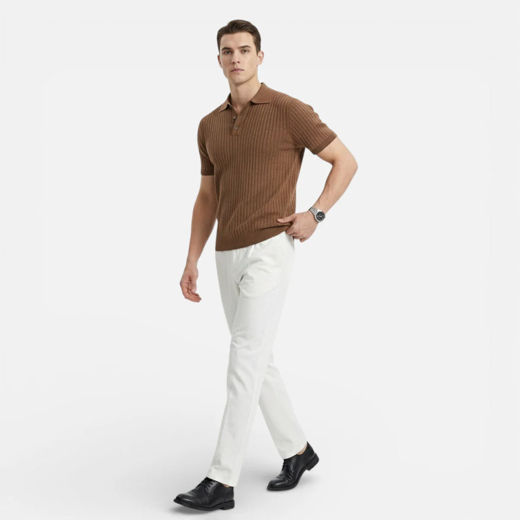 Alberto | Men’s Vertical Stripe Short Sleeve Polo Shirt