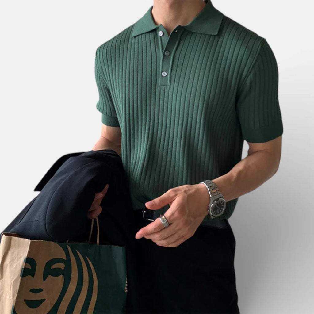 Alberto | Men’s Vertical Stripe Short Sleeve Polo Shirt
