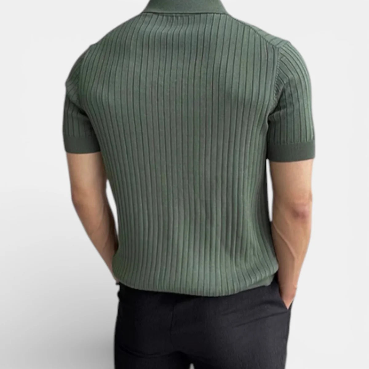 Alberto | Men’s Vertical Stripe Short Sleeve Polo Shirt