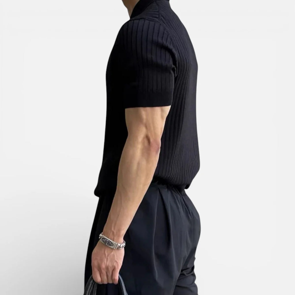 Alberto | Men’s Vertical Stripe Short Sleeve Polo Shirt