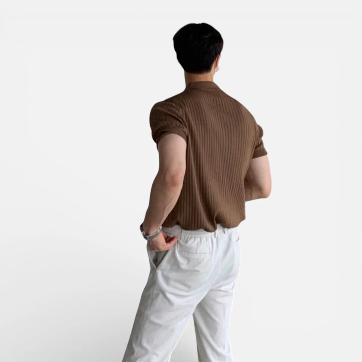 Alberto | Men’s Vertical Stripe Short Sleeve Polo Shirt