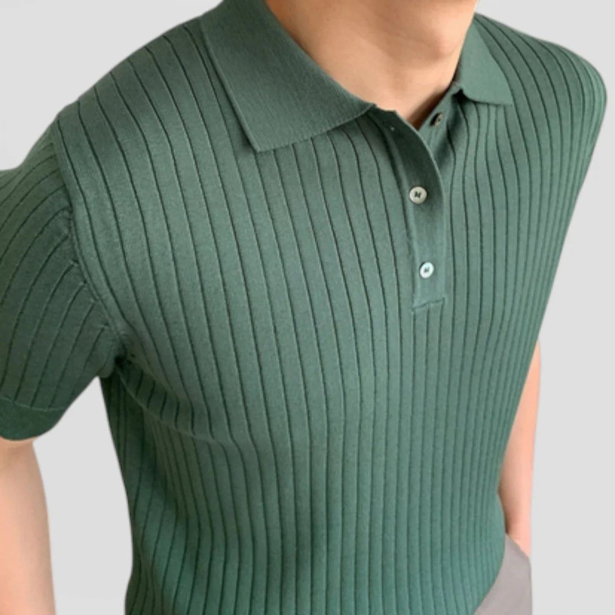 Alberto | Men’s Vertical Stripe Short Sleeve Polo Shirt