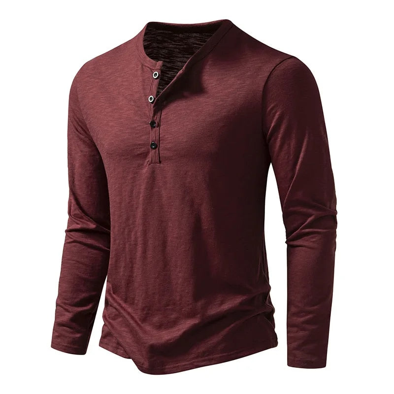Alden | Men's Textured Slim Fit Long Sleeve Henley Shirt