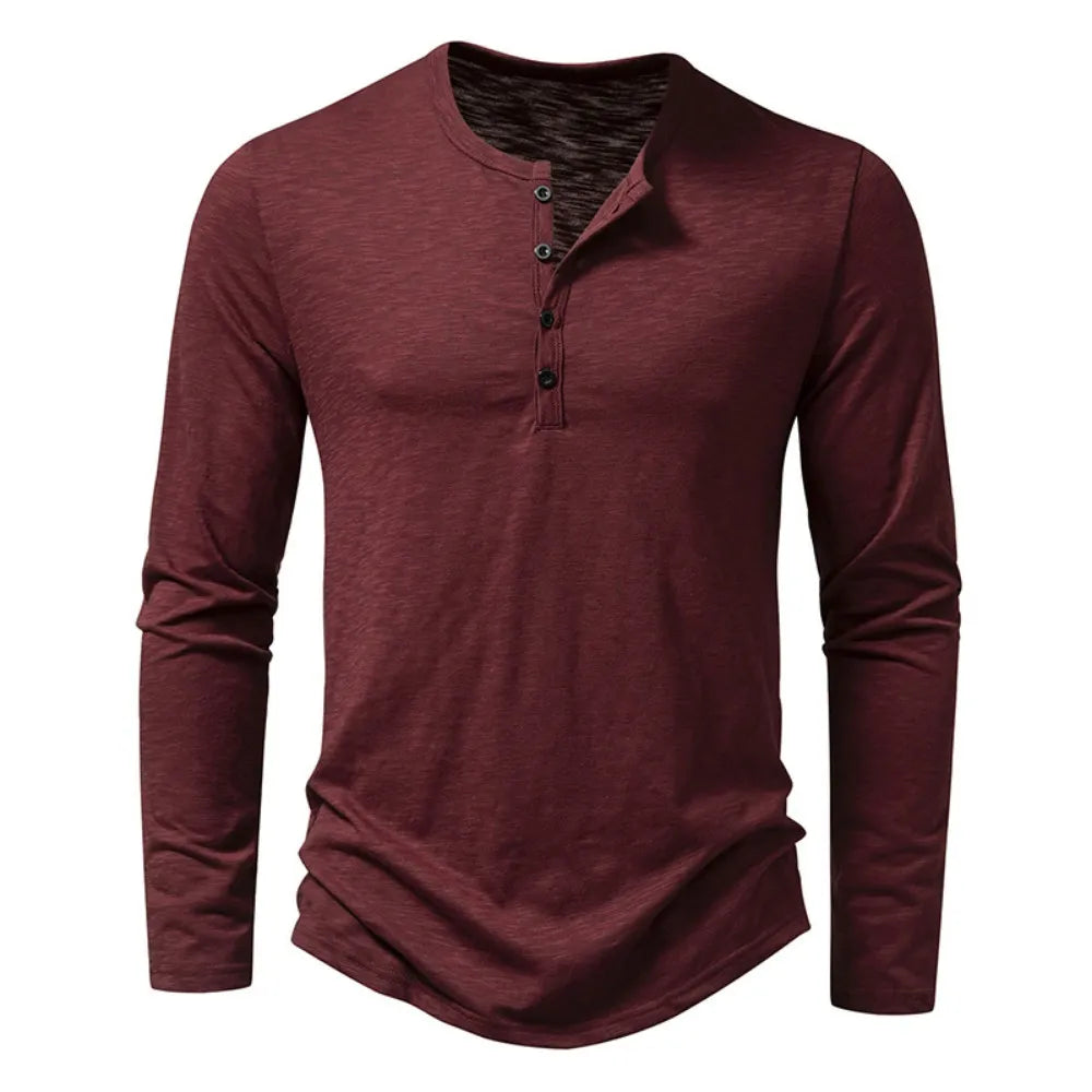 Alden | Men's Textured Slim Fit Long Sleeve Henley Shirt