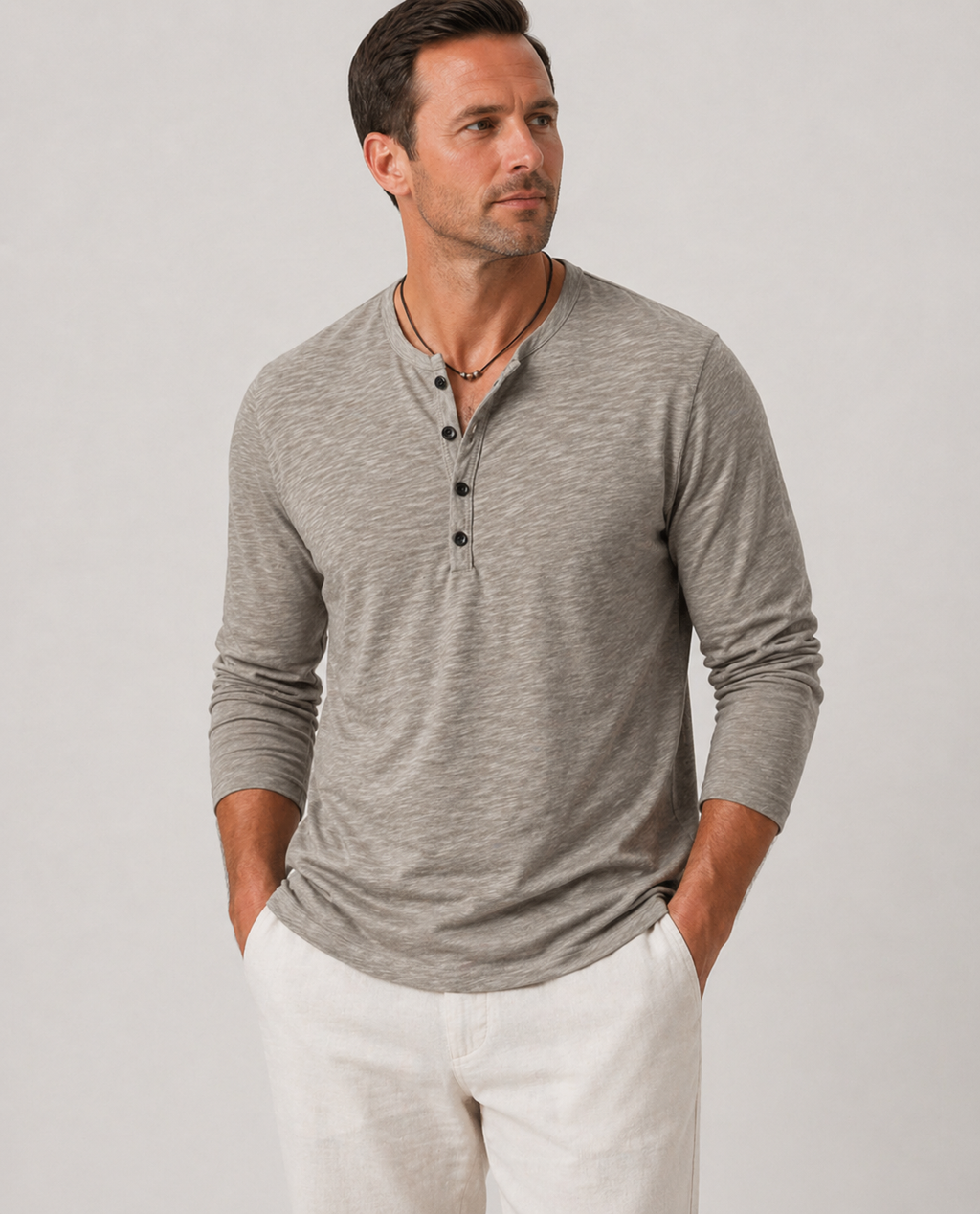 Alden | Men's Textured Slim Fit Long Sleeve Henley Shirt