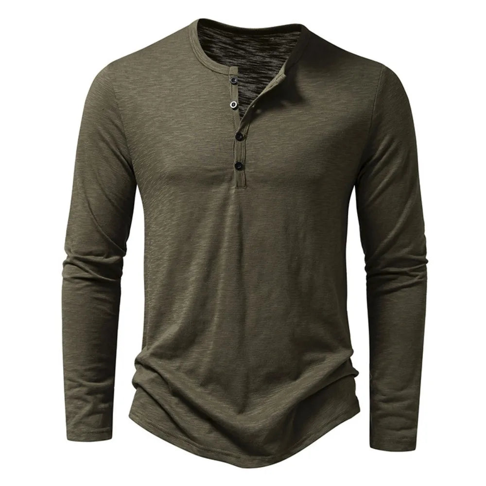 Alden | Men's Textured Slim Fit Long Sleeve Henley Shirt