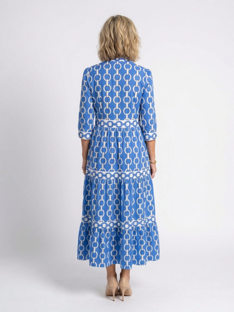 Alecia | Women’s Printed Summer Midi Dress With Waist Seam