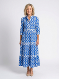 Alecia | Women’s Printed Summer Midi Dress With Waist Seam