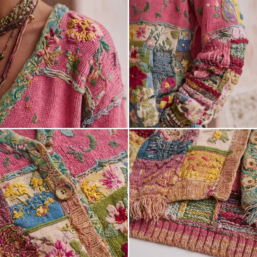 Aleen | Women’s Floral V Neck Knit Summer Cardigan