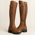 Aleena | Women's Adjustable Buckle Closed Toe Knee Length Boots