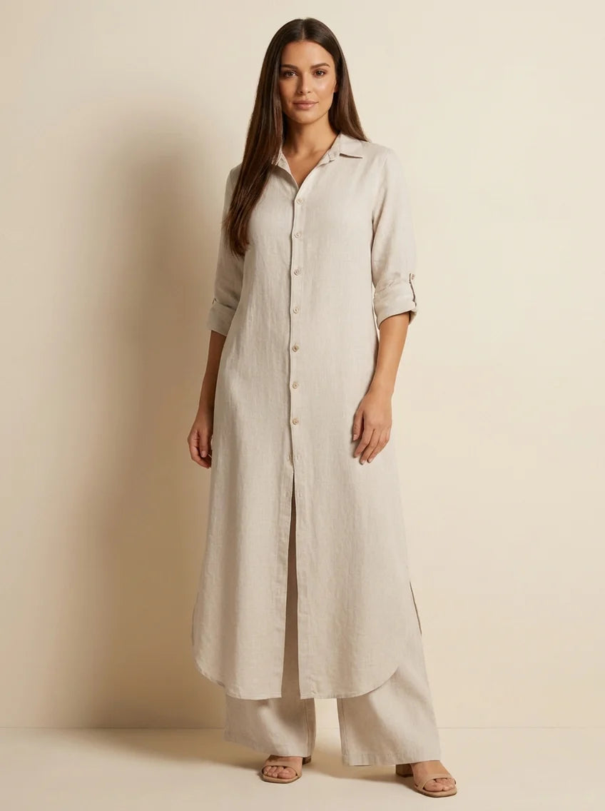 Alene | Women’s Collared Button Front Long Sleeve Two Piece Set