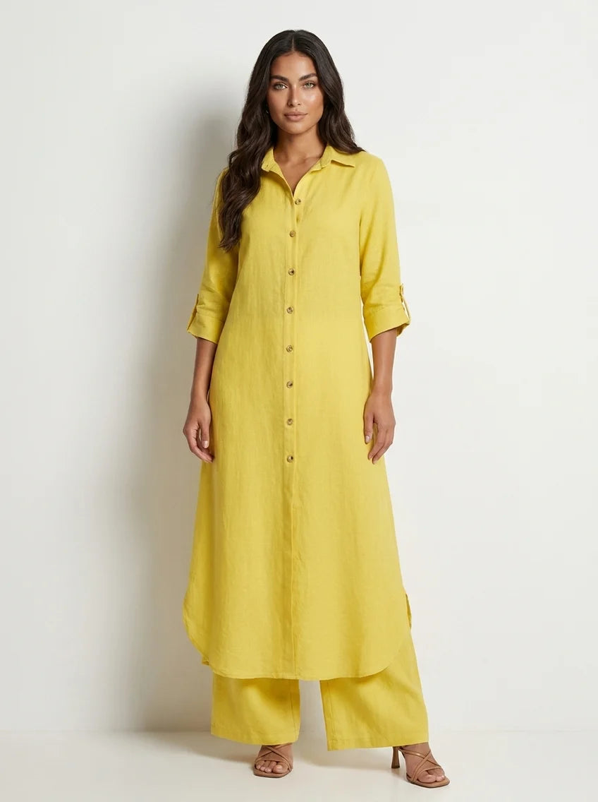 Alene | Women’s Collared Button Front Long Sleeve Two Piece Set