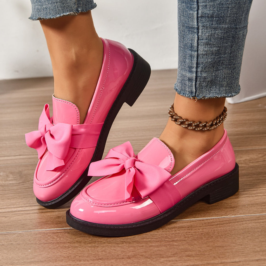 Alesia | Women’s Low Block Heel Bow Detail Ballet Flats