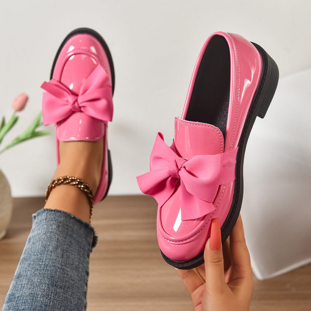 Alesia | Women’s Low Block Heel Bow Detail Ballet Flats