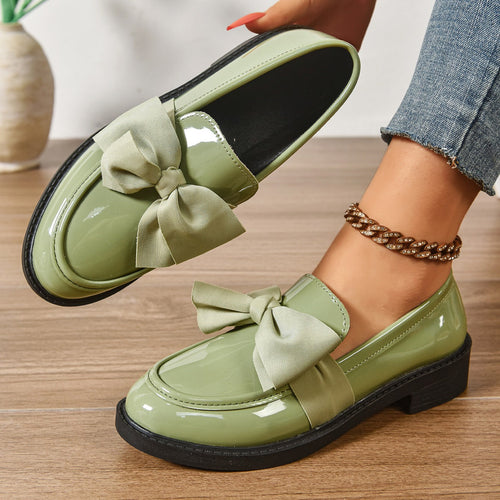 Alesia | Women’s Low Block Heel Bow Detail Ballet Flats