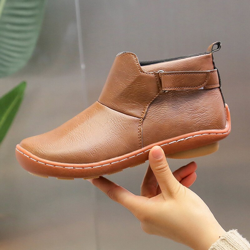 Alessia | Women's Slip-On Buckle Ankle Strap Closed Toe Boots