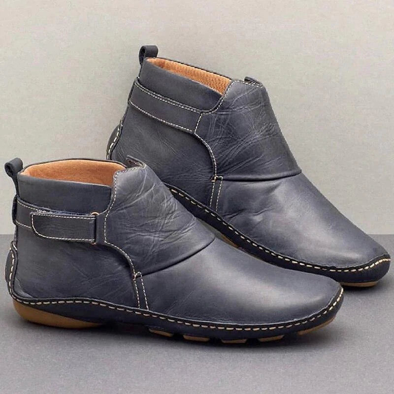 Alessia | Women's Slip-On Buckle Ankle Strap Closed Toe Boots