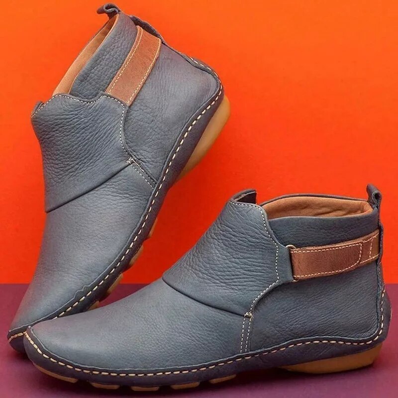 Alessia | Women's Slip-On Buckle Ankle Strap Closed Toe Boots