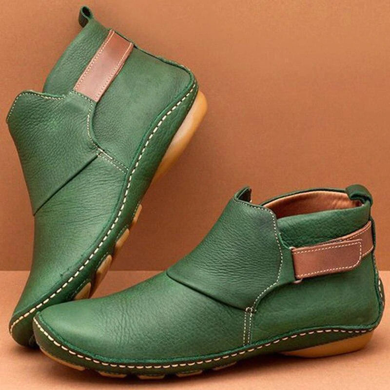 Alessia | Women's Slip-On Buckle Ankle Strap Closed Toe Boots