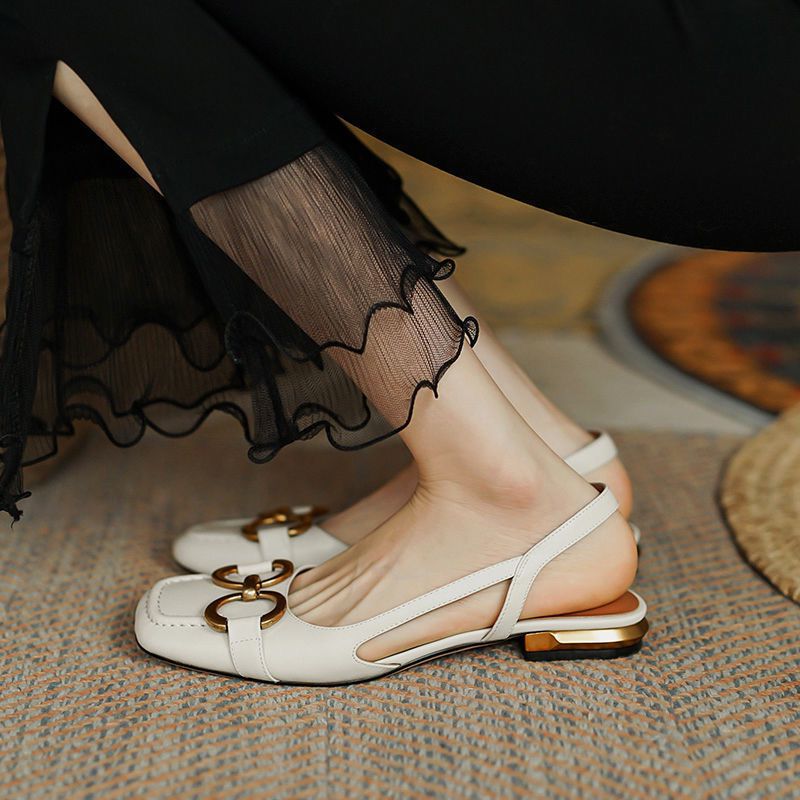 Alethea | Women’s Buckle Detail Square Toe Slingback Flats