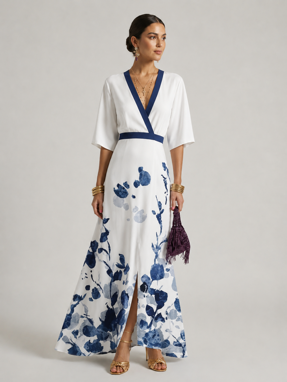 Alexana | Women's Floral V Neck Flowy Wedding Guest Dress