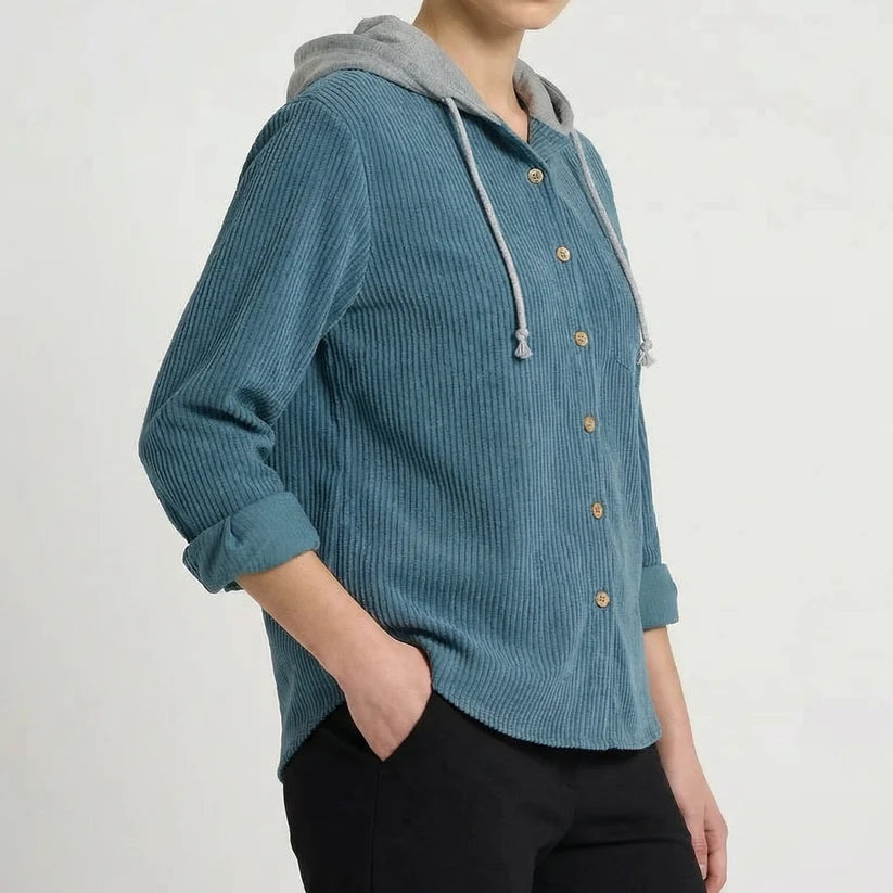 Alexi | Men’s Long Sleeve Ribbed Drawstring Button Front Hoodie
