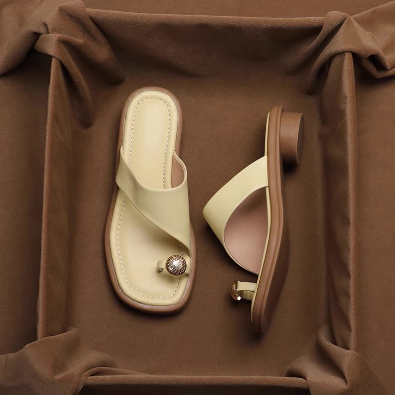Alexia | Women’s Square Toe Single Band Slide Sandals