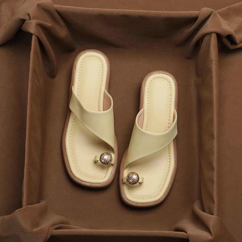 Alexia | Women’s Square Toe Single Band Slide Sandals