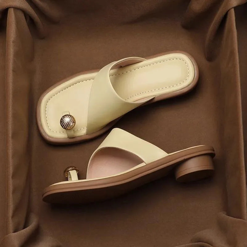 Alexia | Women’s Square Toe Single Band Slide Sandals
