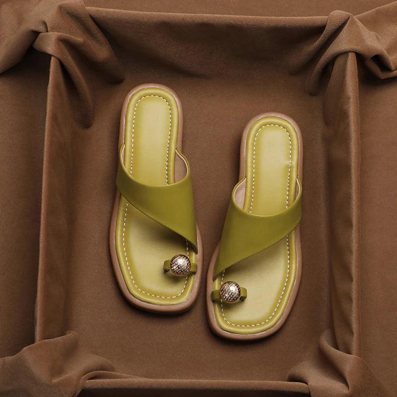 Alexia | Women’s Square Toe Single Band Slide Sandals