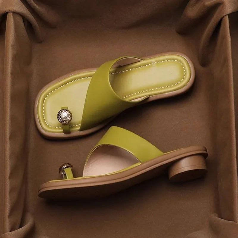 Alexia | Women’s Square Toe Single Band Slide Sandals