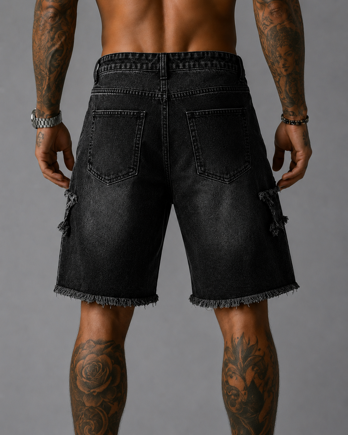 Alexis | Men's Ripped Pocket Denim Cargo Shorts