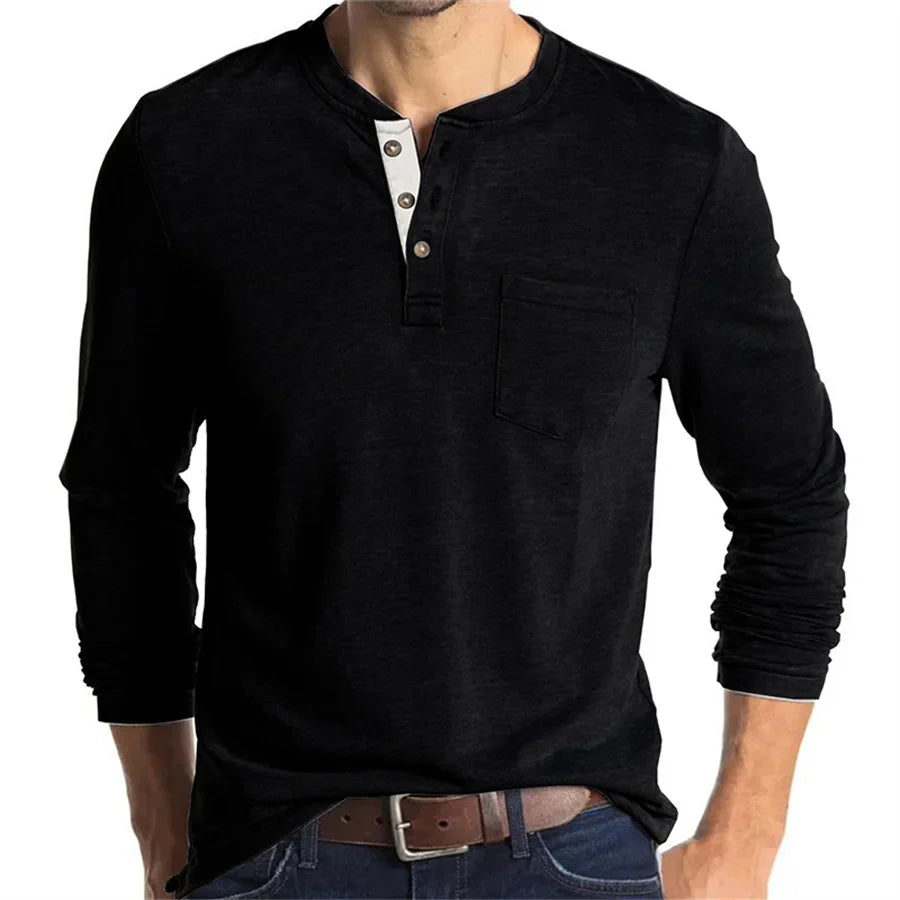 Alfonso | Men’s Pocket Long Sleeve Henley Shirt
