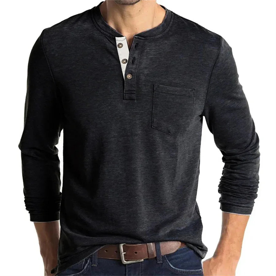 Alfonso | Men’s Pocket Long Sleeve Henley Shirt