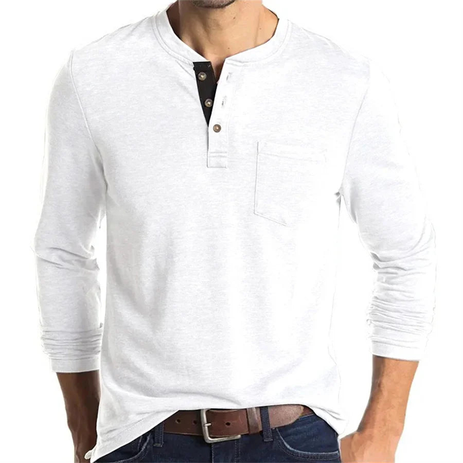 Alfonso | Men’s Pocket Long Sleeve Henley Shirt