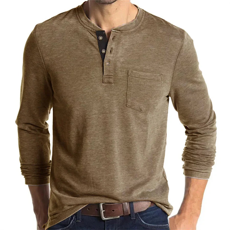 Alfonso | Men’s Pocket Long Sleeve Henley Shirt